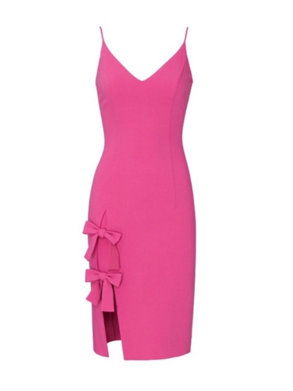 Black Halo Mystic Sheath French Rose Pink Spaghetti Strap Dress Side Bows‎ Sz 6